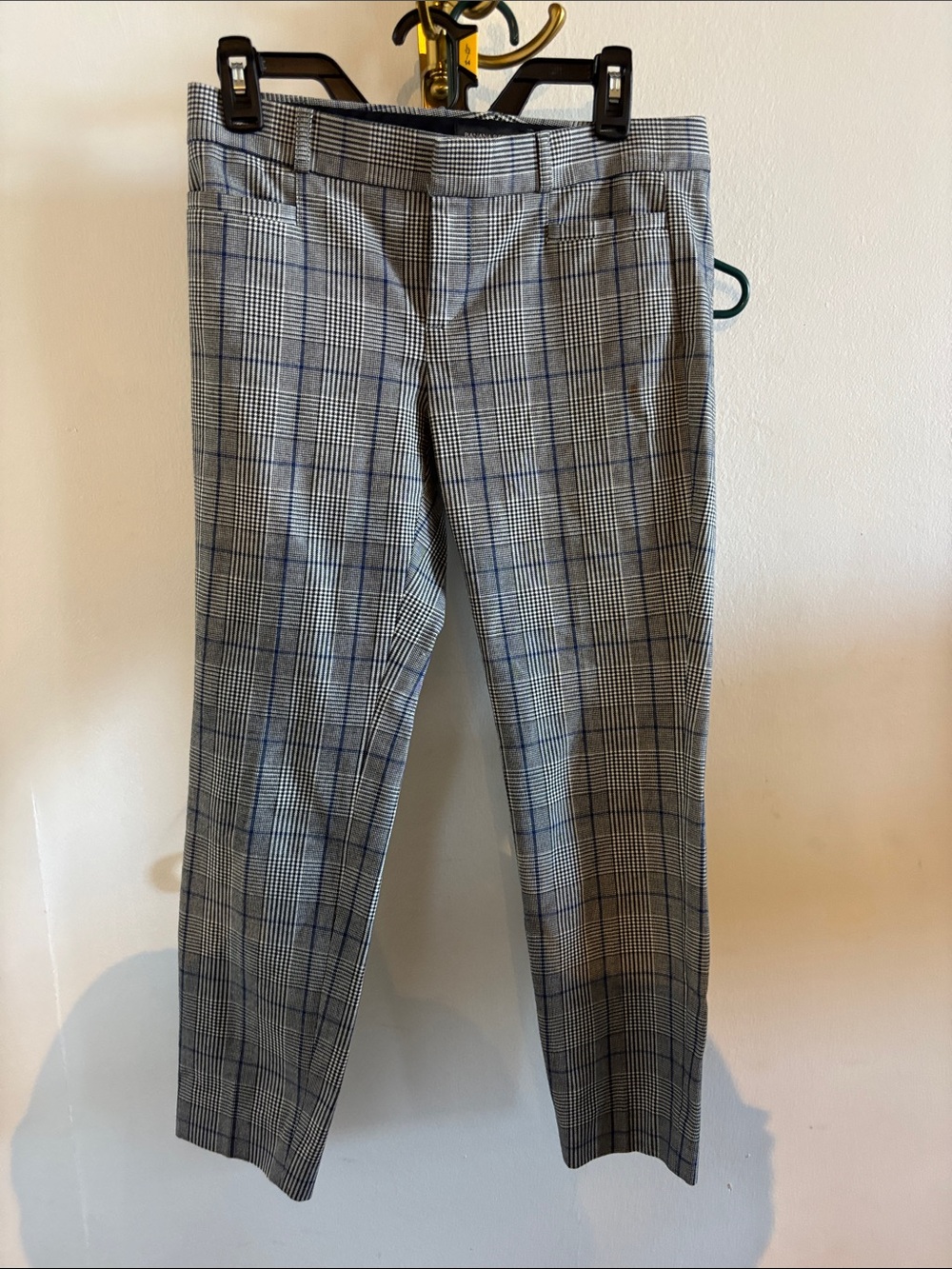 Banana Republic Gray Plaid Pants with Blue Windowpane
